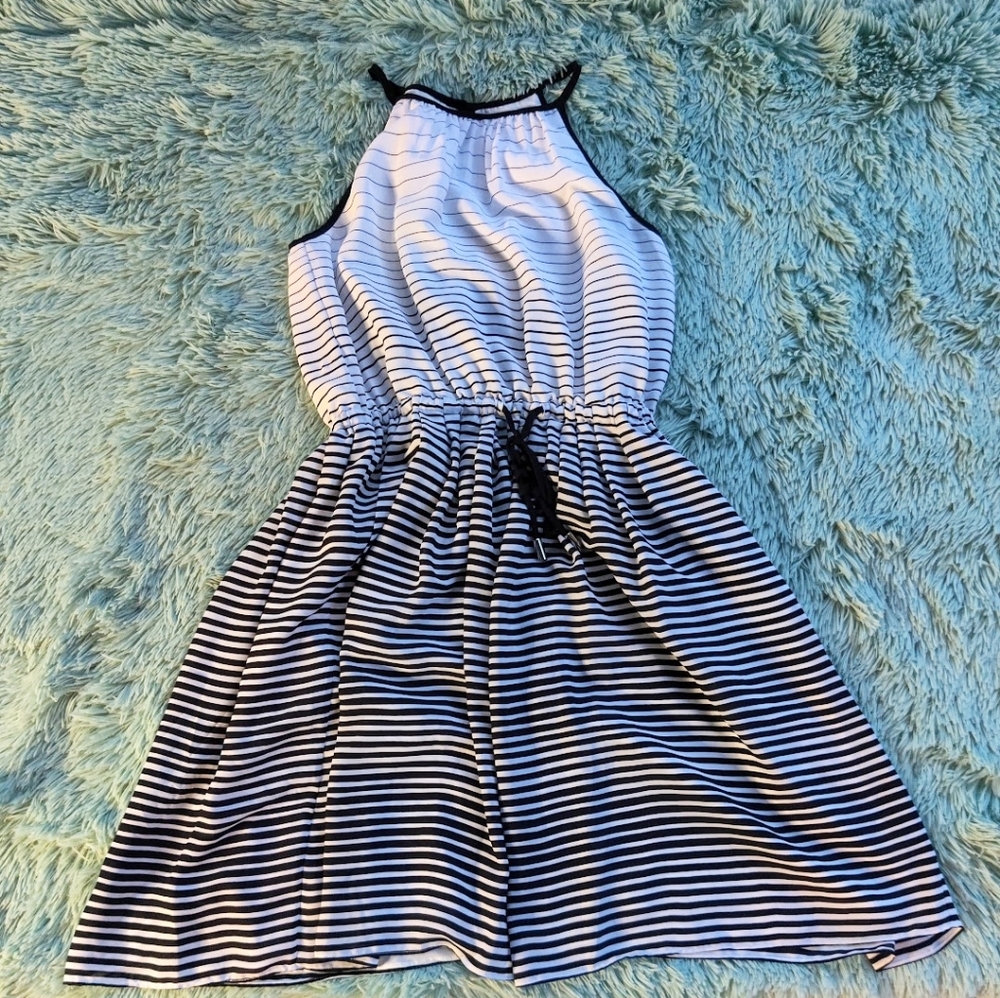 Banana Republic - White/Black Striped Dress - Size: 0